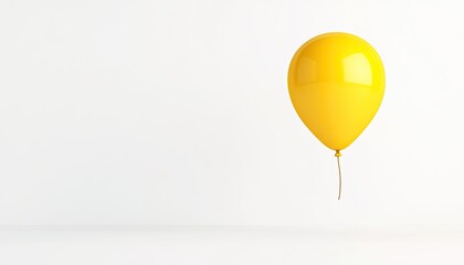 Bright yellow balloon floating against a minimalist white background, evoking celebration and joy