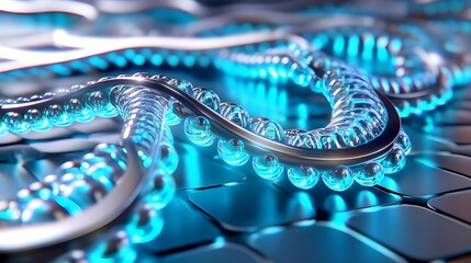 abstract sci-fi dna helix, blue tech - abstract backgrounds