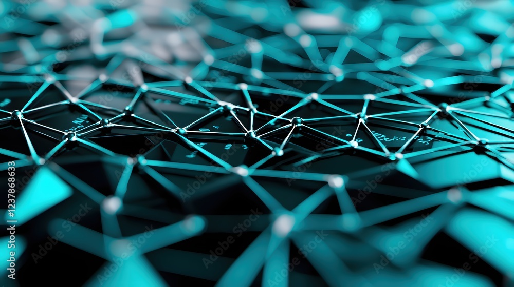 Poster abstract network connection digital technology turquoise structure