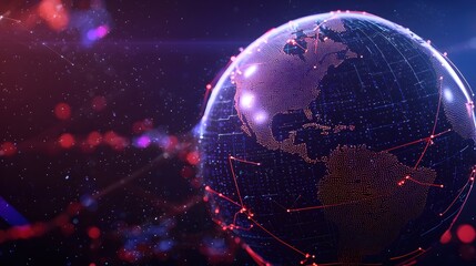 Obraz premium Global Network Connections Digital World Technology Data Sphere