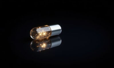 Sparkling capsule on reflective surface