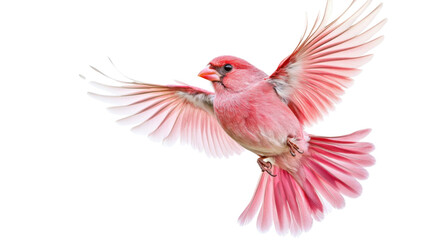 Fototapeta premium Pink bird flying with open wings on transparent background