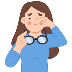 Illustration of woman rubbing her eye