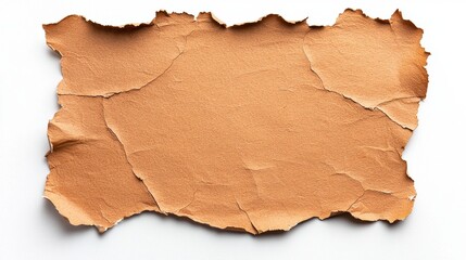 Fototapeta premium Light Brown Torn Paper Texture On White Background