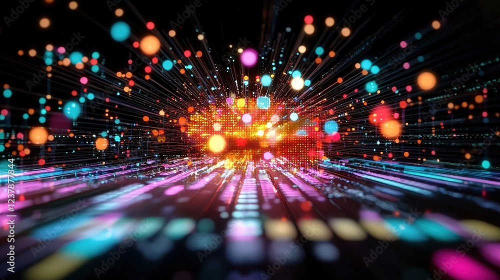Poster vibrant digital data stream abstract background technology concept