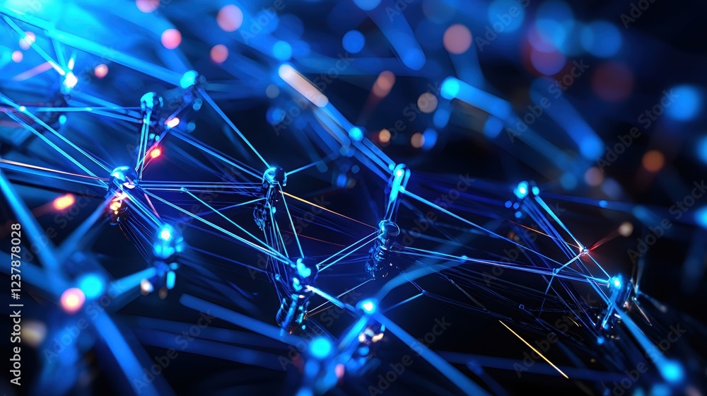 Poster abstract blue network connection digital technology data