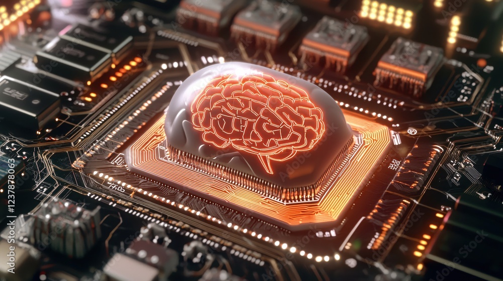 Poster digital brain circuitry technology innovation artificial intelligence concept
