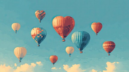 Obraz premium Colorful Hot Air Balloons Float Across A Summer Sky