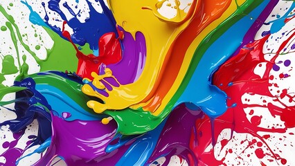 Vibrant Rainbow Paint Swirl: Colorful Abstract Stock Photo