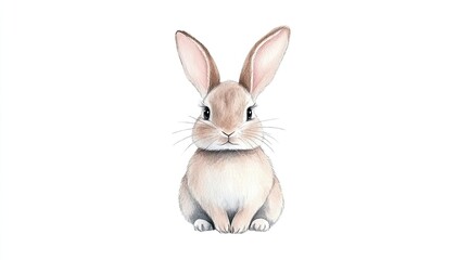 Cute illustrated rabbit sitting calmly, showcasing its soft fur and large ears in a minimalistic background