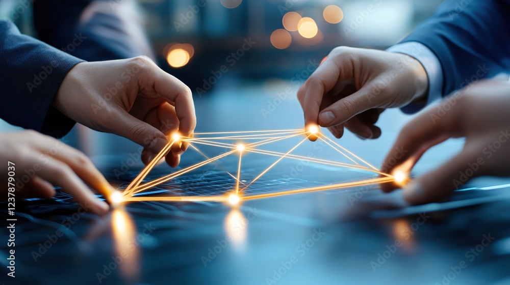 Poster global network connection teamwork business collaboration hands technology