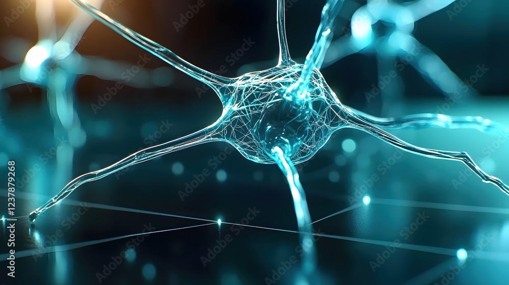 Poster microscopic neuron network digital art abstract science background