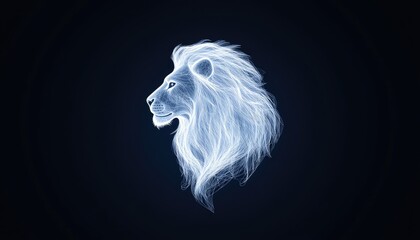 Ethereal lion silhouette glowing against a dark background, symbolizing strength and majesty