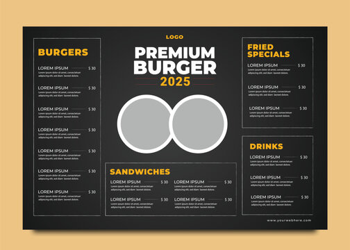 Fast food restaurant menu social media marketing web banner template with logo and icon. Pizza, burger & healthy food business promotion flyer. Abstract sale cover background design