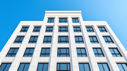 Fototapeta premium Modern White Building Exterior Under a Bright Blue Sky