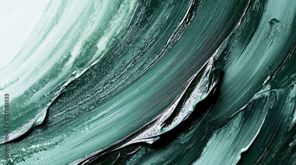 Poster abstract green canvas: an expressive and dynamic painting with rich brushstrokes and layered texture