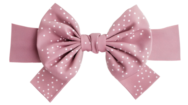 Big pink bow with white polka dots on transparent background - Powered by Adobe