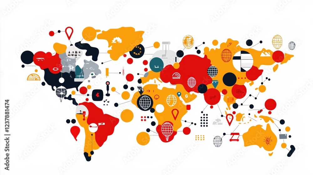 Poster global network connection technology world map abstract design