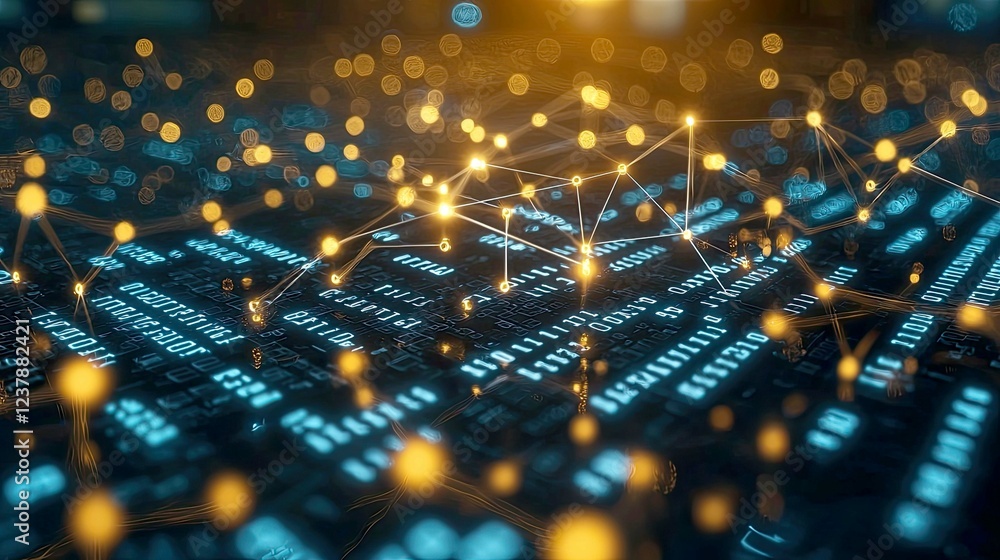 Aufkleber abstract digital network: exploring connections in the cyber world. futuristic technology and data f
