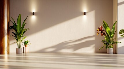 Minimalist Interior Design Plants Sunlight Wall