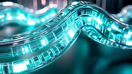 Naklejka premium abstract teal glass wave, futuristic tech - abstract & geometric pa.
