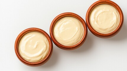 Pale Yellow Creamy Sauce in Rustic Wooden Bowls