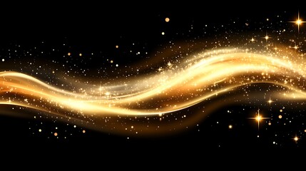 Obraz premium Golden Wave of Sparkling Lights and Stars