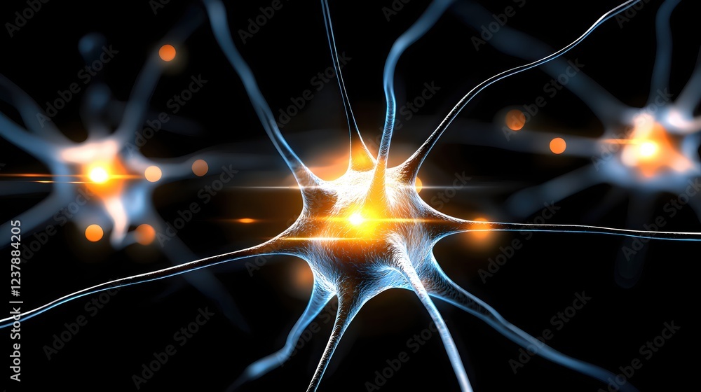 Poster glowing neural network synapse connections brain cell science