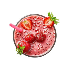 top view Strawberry juice in a glass png