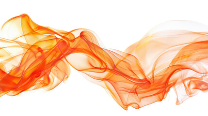 Orange wavy fabric flowing on transparent background