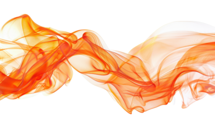 Orange wavy fabric flowing on transparent background