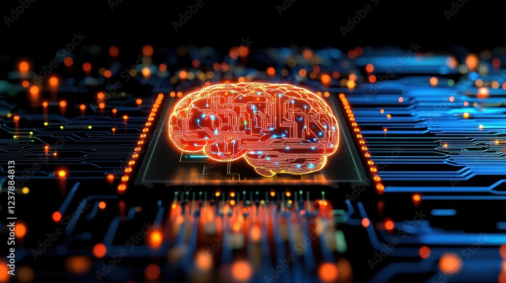 Poster digital brain circuitry technology artificial intelligence innovation