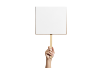  a hand holding a wooden signboard isolated on a transparent background
