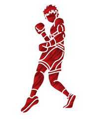 Kickboxing Muay Thai Boxing Sport Boxer Fighting Action Cartoon Graphic Vector