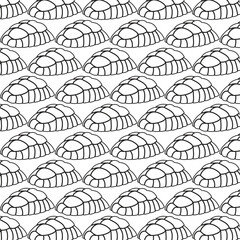 Seamless pattern with seashells. Black and white vector background.
