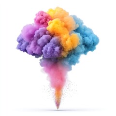 Fototapeta premium Colorful Holi Paint Explosion with Vector Abstract Rainbow and Smoke Clouds on Wide Panorama Background