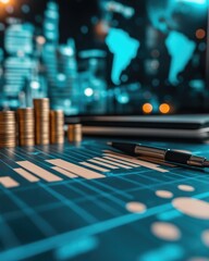 ROI Optimization Analyzing Global Finance Charts with Coins and Pen