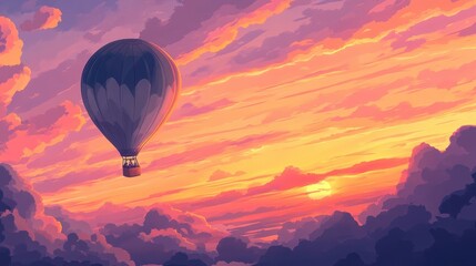 Obraz premium Romantic Hot Air Balloon at Sunset