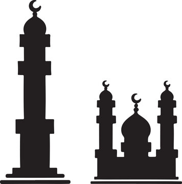 black mosque and minaret silhouette clip art preview