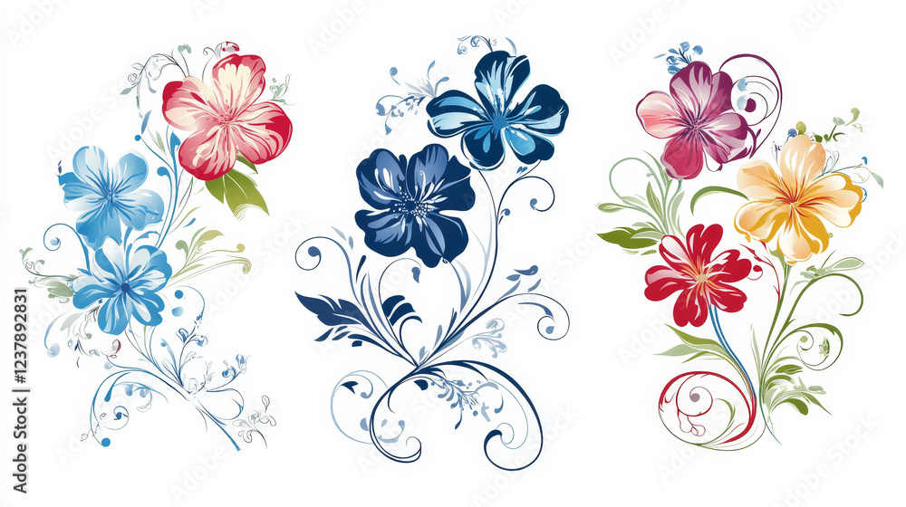 Poster floral patterns for design isolated on white. vector version also available in gallery