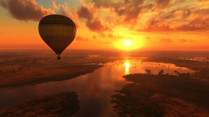 Scenic Sunset View from a Hot Air Balloon