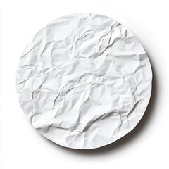 Crumpled paper circle, white background, studio shot, texture