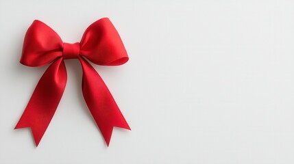 Red Satin Ribbon Bow On White Background