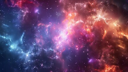 Naklejka premium Majestic night sky with glittering stars and swirling galaxies in deep outer space, capturing the vastness of the universe