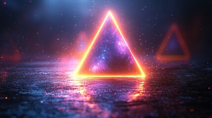 Glowing Triangle Portal, Cosmic Background, Sci-Fi Scene, Abstract Art
