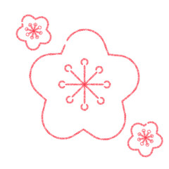 梅花のチョーク風イラスト