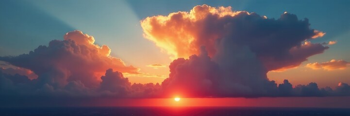Fototapeta premium Dramatische Wolkenformation mit Sonnenuntergang, umwelt, sonnenuntergang, wolkenformen