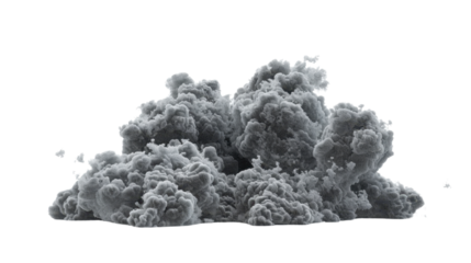 Realistic grey smoke cloud isolated on transparent background with alpha channel