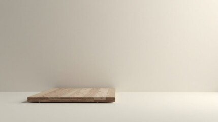 Simple Minimalist Wooden Platform Against a Neutral Background Ideal for Product Displays or Demonstrations
