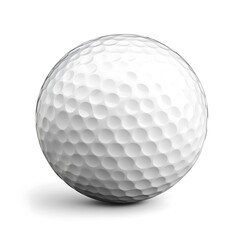Round White Golf Ball Isolated on Firm White Background